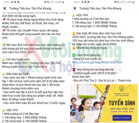 Thanh Hóa: Trường tiểu học Tân Phú Khang có mập mờ trong công tác tuyển sinh, lợi dụng chính sách để trục lợi từ nhóm trẻ yếu thế?